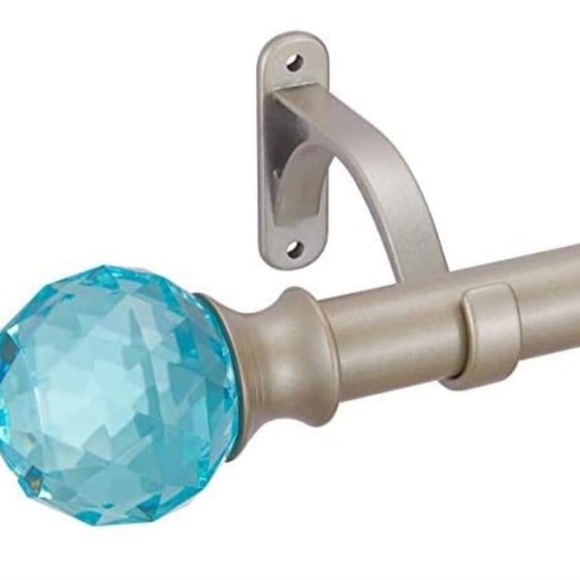 Other | Curtain Rod With Blue Crystal Finial | Poshmark